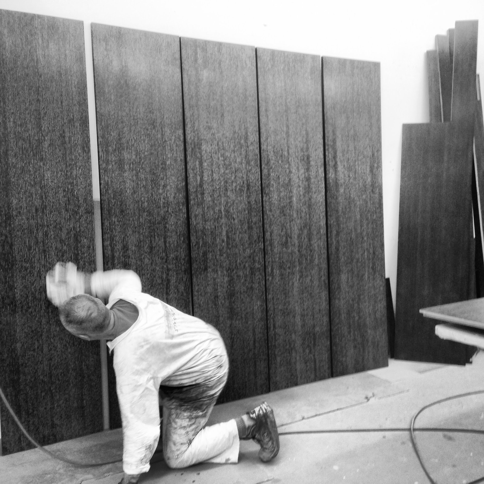 Craftsman finishing panels in the Warmington & North shop